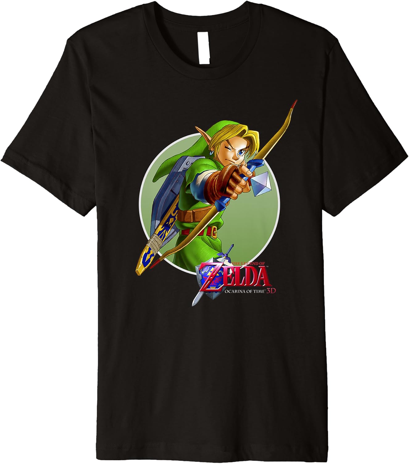 Nintendo Zelda Ocarina of Time 3D Link Badge Premium T